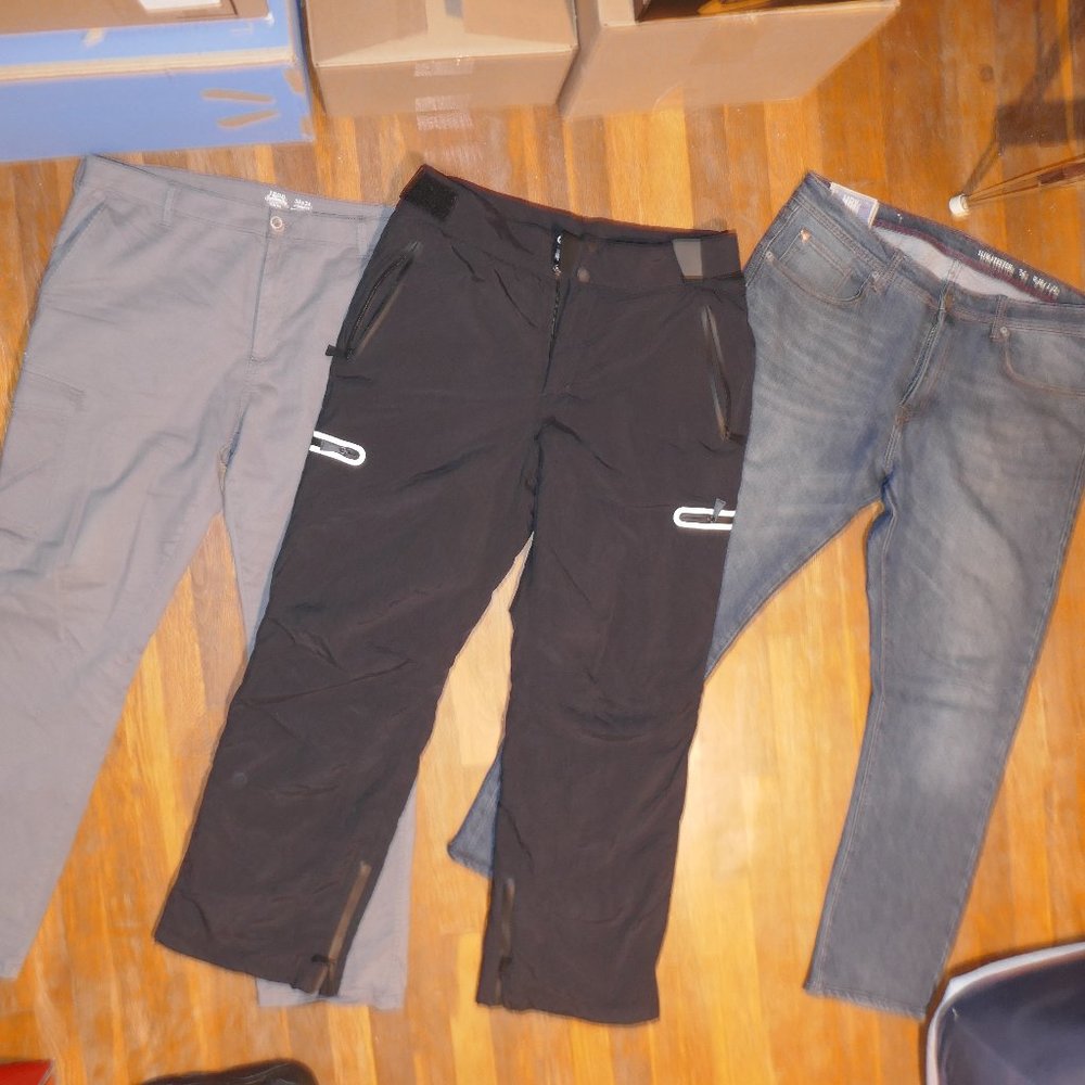 3 MENS SIZE L PAJAR SKI FLEECE PANTS IZOD 38X34 CARGO 38X36 SLIM STRETCH JEANS